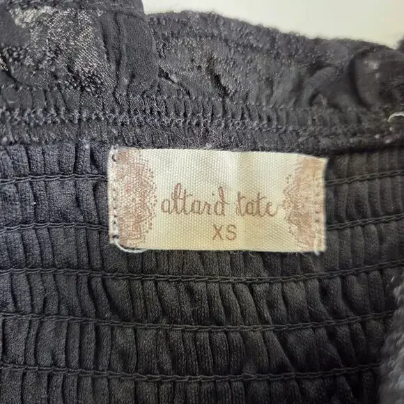 Altar'd State Black Flowy Layers Floral Embroidered Puff Sleeve XS Dress - Picture 6 of 8